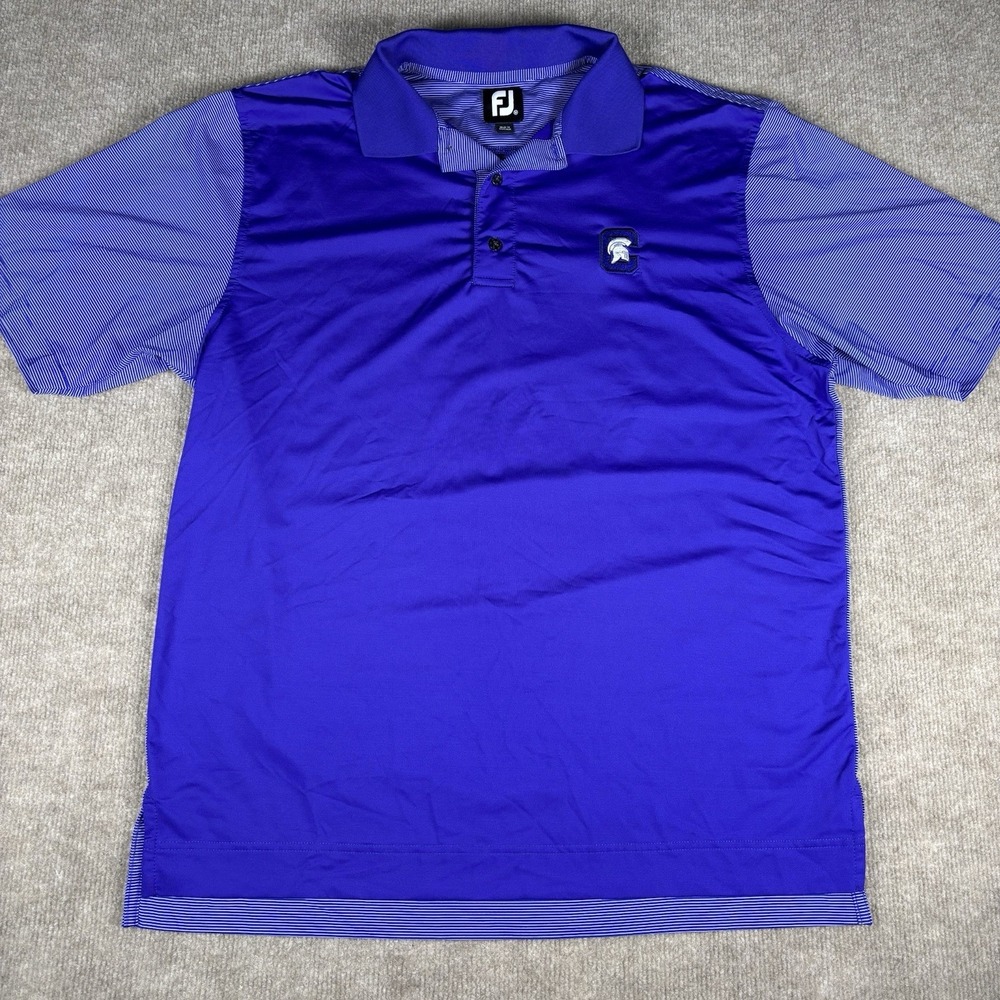 FootJoy FJ Golf Polo Shirt Mens Medium Purple Striped‎ Performance Creighton